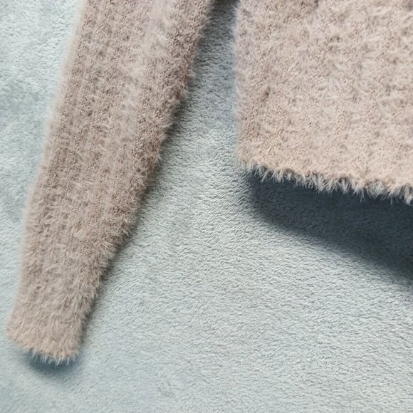 🍑PINK ROSE Women Sweater Fuzzy Cardigan Pullover Fall Solid Taupe Casual XS(0-2 - Picture 6 of 16